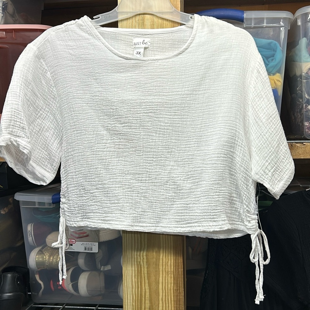 NWT just be white gauze fabric crop top size 3X